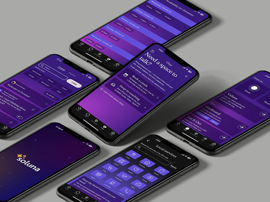 Soluna screen mockups